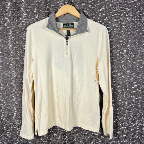 Lauren Ralph Lauren Tops - L-RL Ralph Lauren Active Sports Line Ivory Crest‎ Logo Long Sleeve 1/4 Zip